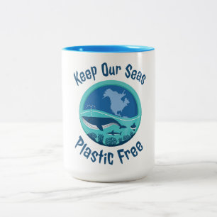 Keep Our Seas Plastic Free Two-Tone Coffee Mug