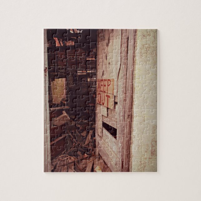 Keep Out, Abandoned Building Door Jigsaw Puzzle (Vertical)