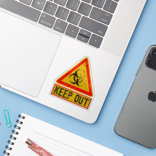 Keep Out Biohazard Sign Distressed Vinyl Sticker