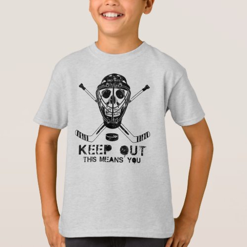 Keep Out Hockey Goalie Skull Youth T_Shirt