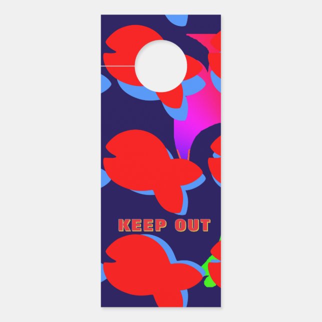 Keep Out / Kids Only Red Fish  Door Hanger (Front)