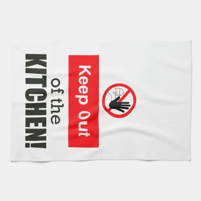 Keep Out of the Kitchen Funny Pickleball White Towel (Horizontal)