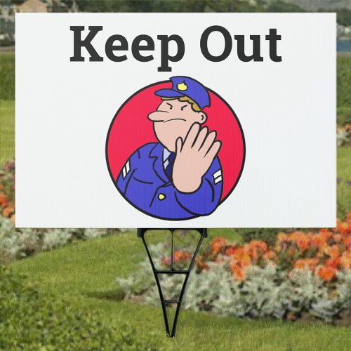 Keep Out Sign with Security Guard Image