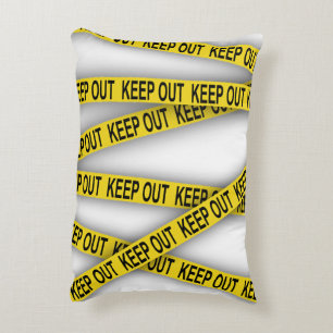 Keep out stay away do not cross police tape 3d accent pillow