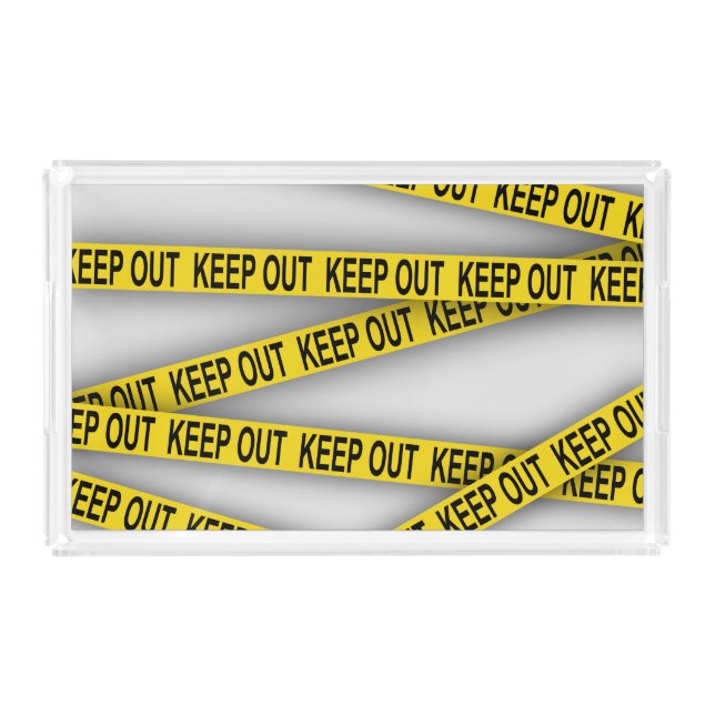 Keep out stay away do not cross police tape 3d acrylic tray (Front)