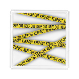 Keep out stay away do not cross police tape 3d acrylic tray