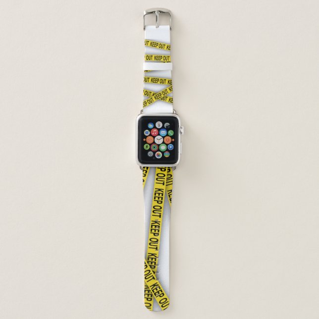 Keep out stay away do not cross police tape 3d apple watch band (Front)