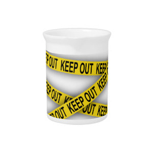 Keep out stay away do not cross police tape 3d beverage pitcher