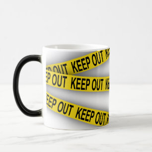 Keep out stay away do not cross police tape 3d color morph mug