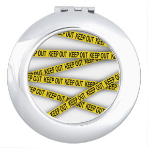 Keep out stay away do not cross police tape 3d compact mirror
