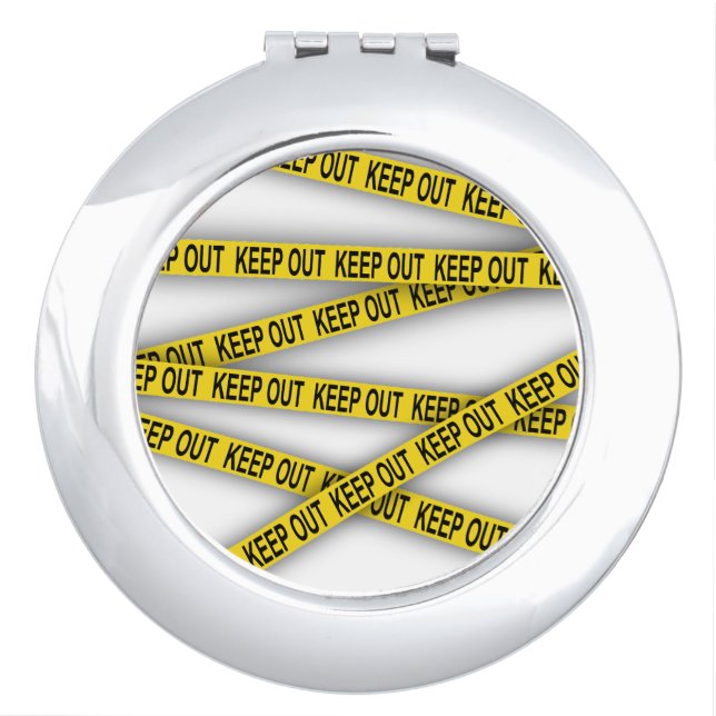 Keep out stay away do not cross police tape 3d compact mirror (Front)