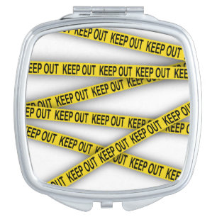 Keep out stay away do not cross police tape 3d compact mirror
