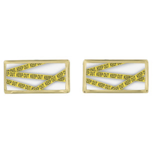 Keep out stay away do not cross police tape 3d cufflinks