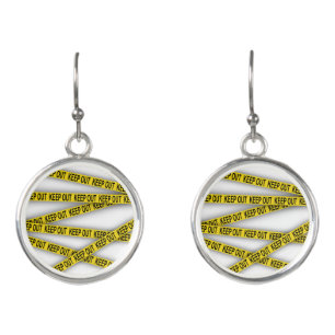 Keep out stay away do not cross police tape 3d earrings