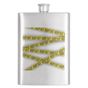 Keep out stay away do not cross police tape 3d flask