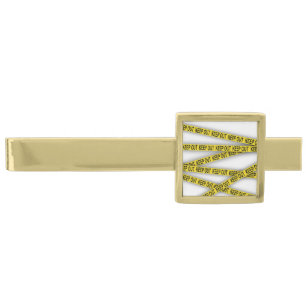 Keep out stay away do not cross police tape 3d gold finish tie bar