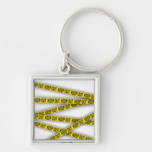Keep out stay away do not cross police tape 3d keychain