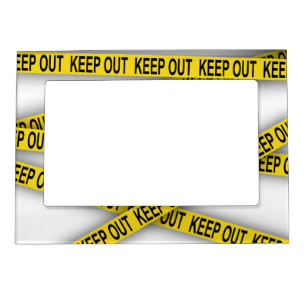 Keep out stay away do not cross police tape 3d magnetic frame
