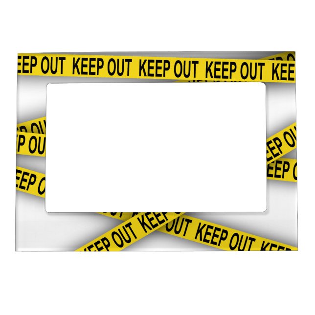 Keep out stay away do not cross police tape 3d magnetic frame (Front)