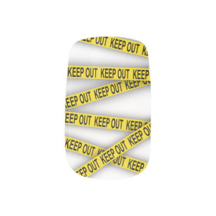 Keep out stay away do not cross police tape 3d minx nail art