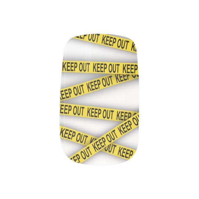 Keep out stay away do not cross police tape 3d minx nail art (Left Thumb)