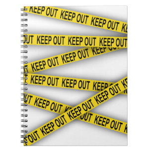 Keep out stay away do not cross police tape 3d notebook