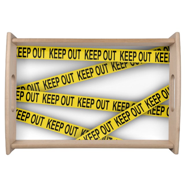 Keep out stay away do not cross police tape 3d serving tray (Front)