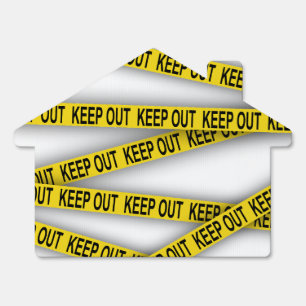 Keep out stay away do not cross police tape 3d sign