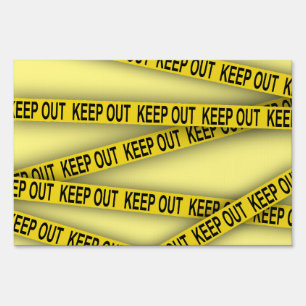 Keep out stay away do not cross police tape 3d sign