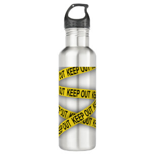 Keep out stay away do not cross police tape 3d stainless steel water bottle