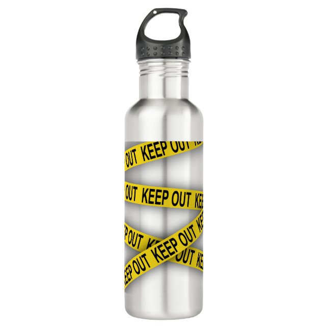 Keep out stay away do not cross police tape 3d stainless steel water bottle (Front)