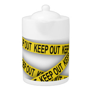 Keep out stay away do not cross police tape 3d teapot