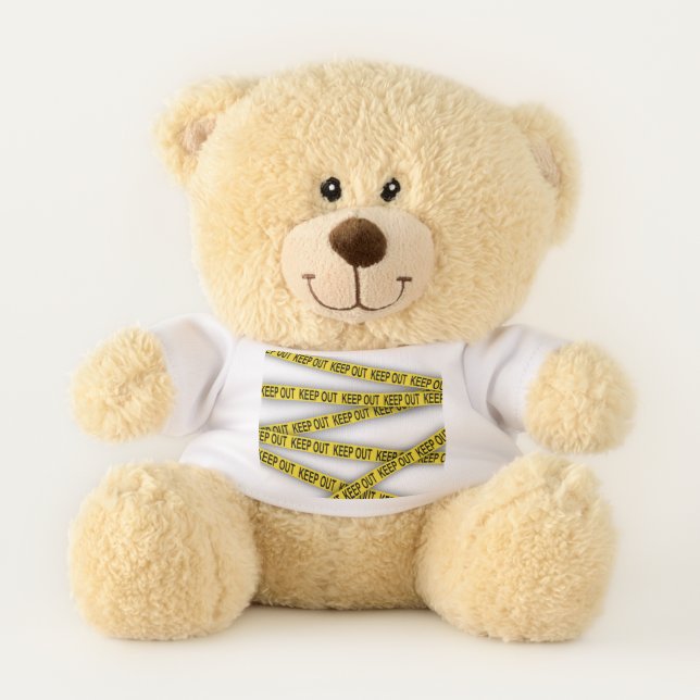 Keep out stay away do not cross police tape 3d teddy bear (Front)