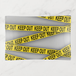 Keep out stay away do not cross police tape 3d trinket tray