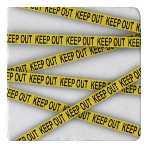 Keep out stay away do not cross police tape 3d trivet