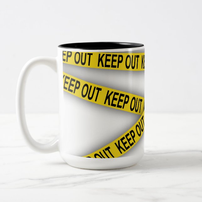 Keep out stay away do not cross police tape 3d Two-Tone coffee mug (Left)