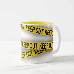 Keep out stay away do not cross police tape 3d Two-Tone coffee mug