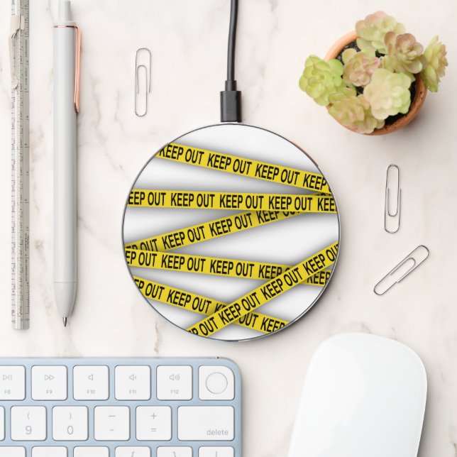 Keep out stay away do not cross police tape 3d wireless charger  (Desk)