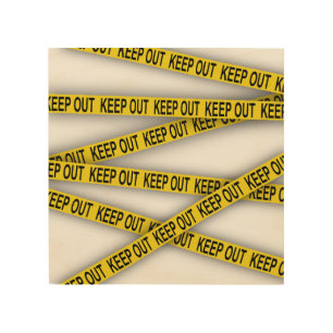 Keep out stay away do not cross police tape 3d wood wall art