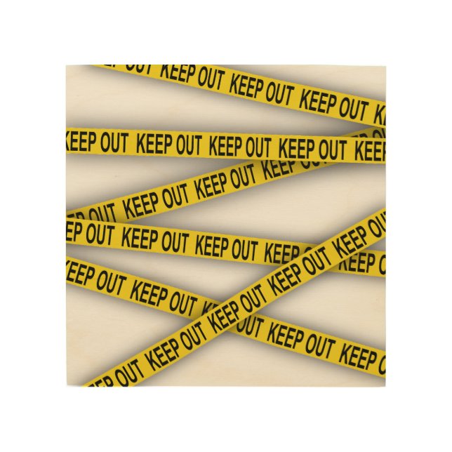 Keep out stay away do not cross police tape 3d wood wall art (Front)