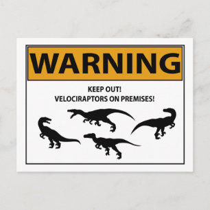Keep Out! Velociraptor Sign Postcard