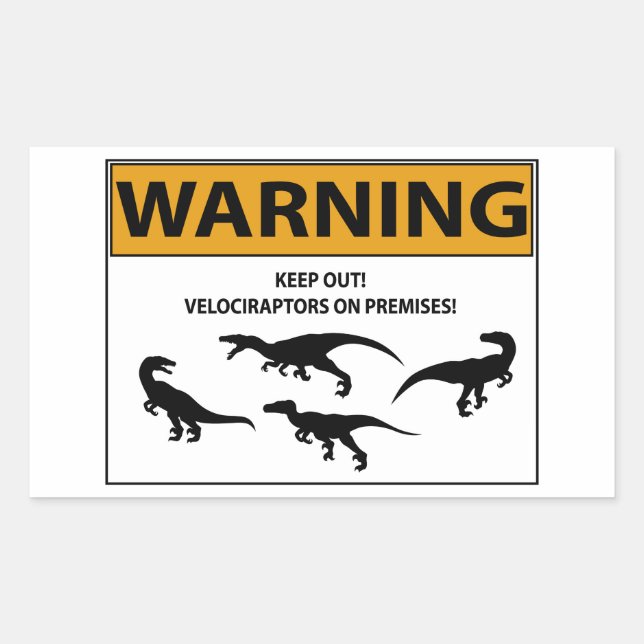 Keep Out! Velociraptor Sign Rectangular Sticker (Front)