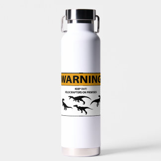 Keep Out! Velociraptor Sign Water Bottle
