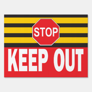 Keep Out with Stop Warning Sign