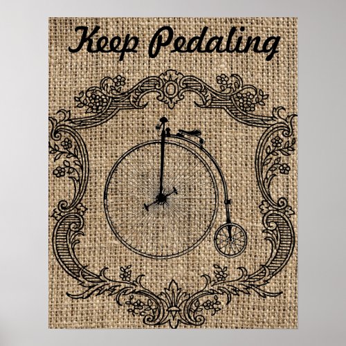 Keep Pedaling Vintage Bicycle Poster