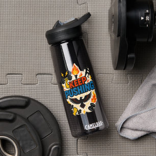 KEEP PUSHING Motivational Water Bottle – Fitness 