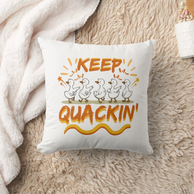 Keep Quackin' (Dancing) Funny Duck Pun Throw Pillow (Blanket)