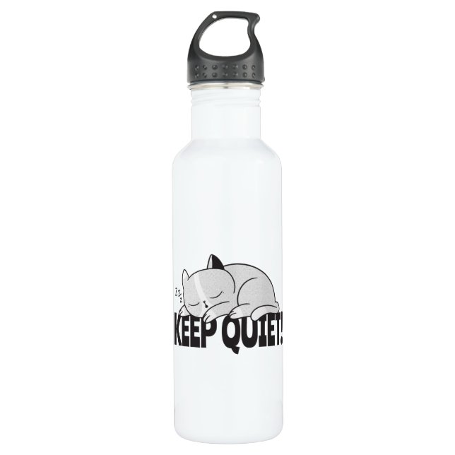 Keep quiet Lazy sleeping cat Stainless Steel Water Bottle (Front)