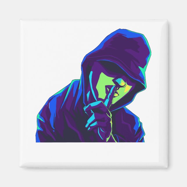 Keep Quiet | Silence Please | Shhh... Graphic Man Magnet (Front)