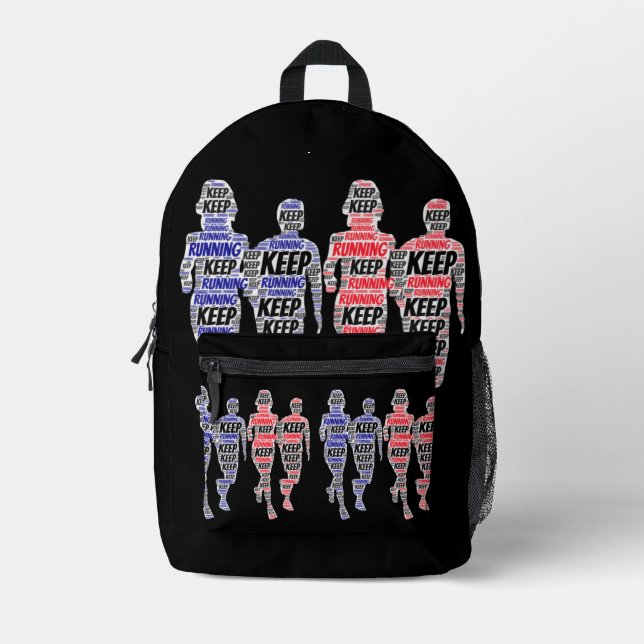 Keep Running All over print backpack (Front)